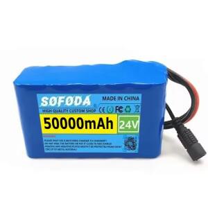 24V 50000mAh 6s2p 18650 리튬 배터리 충전식 BMS 보호판 포함 팩