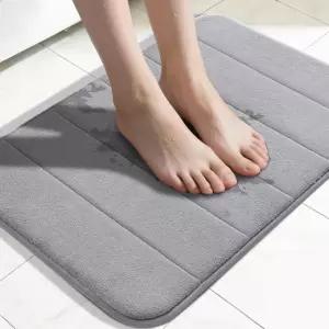 이모브라 메모리 폼 목욕 매트 매우 부드러운 흡수성 욕실 러그 미끄럼 방지 퀵 드라이 세탁기 세탁 가능한 욕조 샤워용 바닥 카펫 홈 데코 액세서리 24x17 그레이 24 X 17