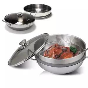 국내산 키친아트 인덕션겸용 통3중스텐 2단찜냄비28cm 찜냄비 2단찜기 (W5AA14E)