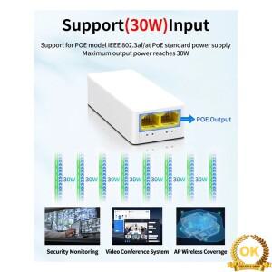 2포트 POE 리피터 10/100Mbps 1대2 익스텐더 IEEE802.3Af/At 플러그앤플레이 48V 스위치 NVR IP 카메라용 A