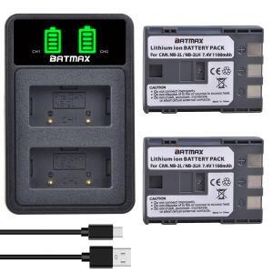 Batmax NB 2LH NB-2L BP-2L5 배터리 + LED USB 듀얼 충전기 (캐논 레블 XT EOS 350D 파워샷 S50 G9 400D 용