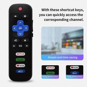 Roku TV 컨트롤러용 범용 리모컨, 바로 사용 가능한 바로가기 버튼 교체