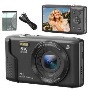 디지털 카메라 5K 72MP 2.8인치 LCD 화면 16배 줌 브이로그 빈티지  레코더 십대 성인 초보자용