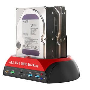 올인원 2.5/3.5인치 SATA/IDE HDD/SSD 도킹 스테이션 오프라인 복제 기능 USB 3.0 허브 SD/TF 카드 리더 PD