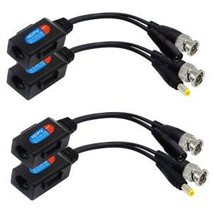 ZDYCGTIME BALUN HD CAT5 RJ45 TO 8MP 및 4MP 커넥터 3MP BALUNS 720P 전원 패시브 1080P 비디오 트랜시버 /960H 5MP /TVI /AHD /CVBS 카메라(2쌍) BNC 포함 HD-CVI