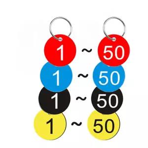 숫자키링 열쇠고리 번호판 보관함 번호표 플라스틱 키링 원형 50개
