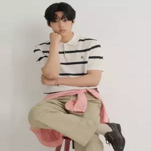 빈폴 멘 볼드 스트라이프 칼라넥 니트 아이보리 BC6451C420 6280815