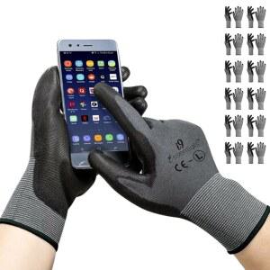 I9 ESSENTIALS 12쌍 니트릴 통기성이 가볍고 코팅 안전 건설에 적합 터치스크린 대형 원예 마이크로폼 남성용 목공 작업 좋으며 장갑 내구성이 뛰어난