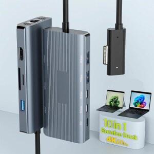 MICROSOFT SURFACE DOCK 2 4K@60HZ HDMI 이더넷 SD /TF 슬롯 USB 3.0 PD PRO 11 /10 /9 /8 /X /7 /6 /5 LAPTOP GO BOOK용 10-IN-1 도킹 스테이션의 새로운 기능