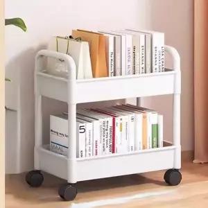 BenF Home 경량 트롤리 2단 화이트이동식 스퀘어 선반 틈새