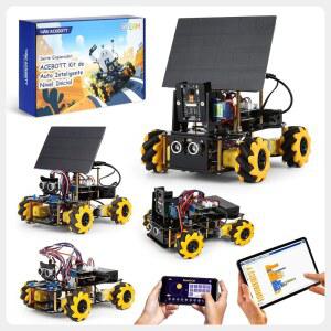 4-IN-1 ESP32 스마트 카메라 태양광 로봇 자동차, 8-12명의 12-16세 이상 어린이를 위한 4WD 리모컨 자동차 키트, 아두이노 / 스크래치 파이썬과 호환되는 전자 프로그래밍 STEM 장난감 과학 코딩 키트