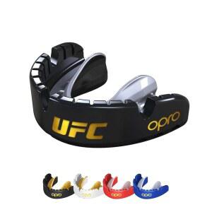 10세 이상의 브레이스 프리미엄 핏(블랙/실버)을 위한 OPRO 골드 레벨 UFC 몰드형 마우스 가드, 임팩트 스포츠, MMA 및 복싱 스포츠용 이지 셀프 핏 가드 - 케이스 포함