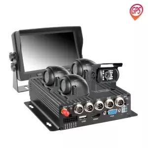 4채널 듀얼 SD 카드 비디오 차량용 DVR 버스/기차/택시용 내장 GPS AHD 모바일 4개 야간 투시 카메라 7인치