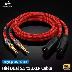 하이파이 듀얼 6.5 to 2XLR 케이블 6N OFC 1/4인치 잭 TS/TRS 6.5mm 남성/여성 3핀 오디오 스피커 믹서