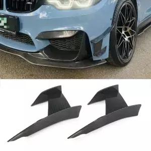 6pcs 탄소 섬유 또는 밝은 검은 색 자동차 스타일링 액세서리 BMW F80 M3 용 F82 M4 앞 범퍼 사이드 장식