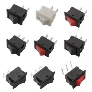 10Pcs KCD11 10x15mm 2Pin 스냅인 미니 푸시 버튼 스위치 ONOFF/ONOFFON 로커 SPST 3A 250VAC/6A