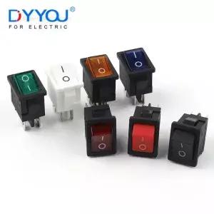 보트 카 로커 전원 스위치 KCD1104 4 핀 2 위치 15x21mm 6A 250V AC 10A 125V 푸시 단추 조명 5 개 10