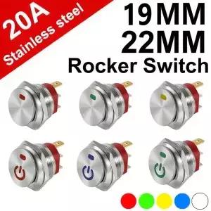 19mm 금속 버튼 로커 스위치 12V/20A 220V/15A 토글 자동 ONOFF 3핀 자동차 보트에 적용