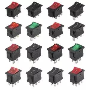 10/100Pcs KCD1 2/3/4Pin 15*21mm ONOFF 보트 자동차 로커 스위치 6A 250V AC10A 125V 전원 빨간색 녹색