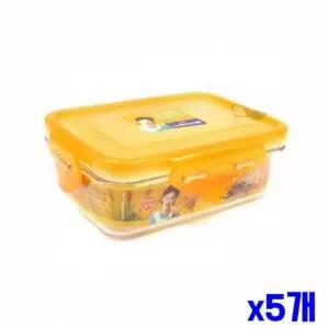 밀폐용기 플라스틱 보관통 용기 투명 도시락통 반찬통 사각 500ml 5개