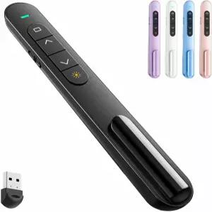 볼륨 조절 기능이 있는 QUI 프레젠테이션 클리커 2.4GHz USB 무선 프레젠터 리모컨 Mac Windows Google