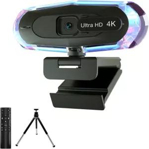 세아불릴라 PC용 4K 웹캠 리모컨 및 RGB 조명이 PC/Mac용 오토포커스 스트리밍 카메라