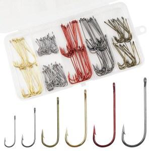 OROOTL 애버딘 낚시 훅 키트 150 PCS 롱섕크 작은 크기 선명한 고탄소강 경선 팬피쉬 크레이피 배스 메기 송어 민물고기용