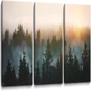 햇빛 스로 목욕하는 숲 침실 거실용 그림 페인팅 벽 아트 액자 3피스 아트워크 장식 욕실용 모던 룸 식물