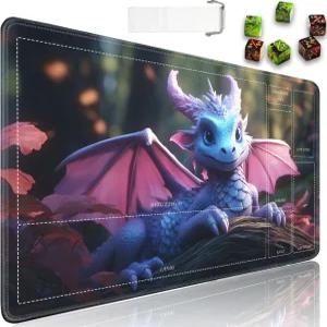 구역이 있는 MTG 플레이매트 스무스 서피스 카드 게임 24 x 14 보관 가방이 TCG 6개의 주사위 마우스