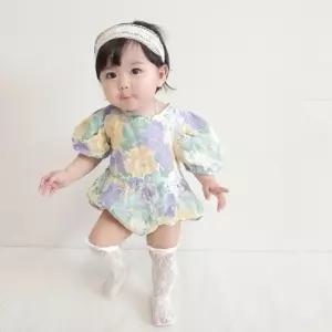  아기 신생아 플라워 여름 반팔 바디슈트 외출복 베이비 옷