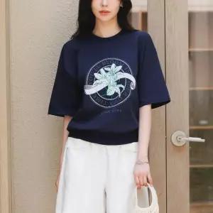 코튼100% 플라워 프린팅 맨투맨 반팔 티셔츠_3color