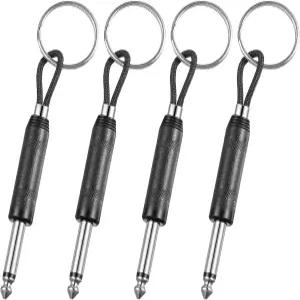 4Pcs 블랙 기타 플러그 열쇠고리 오디오 잭 벽걸이 앰프 키트용 전기 증폭기 커넥터 홈 정리함용 음악