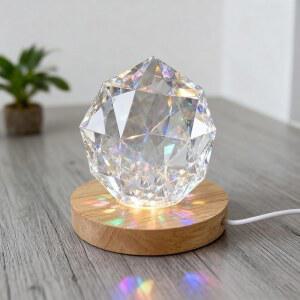VSKIKRIS 2팩 나무 LED 조명 디스플레이 베이스 원형 램프 스탠드 책상 테이블 홀더(USB 케이블 스위치 포함) - 크리스탈 유리 아크릴 3D 레진 모델을 위한 예술적인 따뜻한 버전