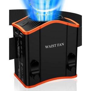 CINLOG 조절 가능한 벨트로 휴대용 허리 팬 업그레이드 작업 시간 40시간 이상 12000MAH 배터리로 10배 강력한 바람 클립 팬 야외 작업 캠핑 여행 낚시를 위한 벨트