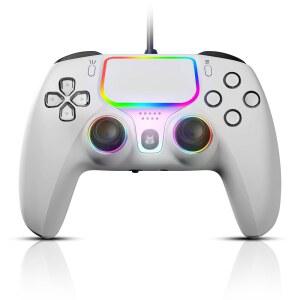 PC 스팀 게임패드 듀얼 진동 효과 6축 자이로스코프 기능 5mm 헤드폰 잭용 NBCP 유선 컨트롤러 화이트
