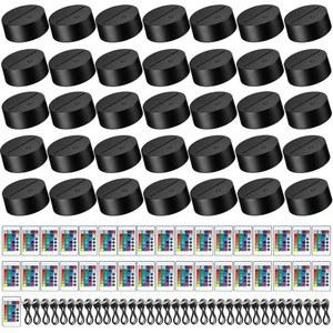 리아크럼 35팩 3D LED 라이트 베이스 16색 야간 램프 아크릴 베이스 리모컨 USB 케이블 스탠드 룸샵 레스토랑용 장식 조명(블랙)