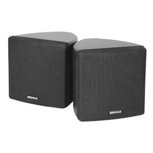 Rockville 큐브 블랙 30W RMS 9cm 5인치 시어터 스피커 8옴 360도 회전 브래킷 진정한 양방향 오디오 컴팩트한 디자인 서라운드 사운드용