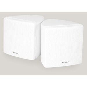 Rockville 큐브 화이트 9cm 5인치 30W RMS 시어터 스피커 8옴 360도 회전 브래킷 양방향 오디오 컴팩트한 디자인 서라운드 사운드용
