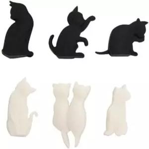 6Pc 내열 실리콘 티백 클립 세트 카툰 고양이 모양의 재사용 가능한 홀더 가방 음료 마커 티 액세서리