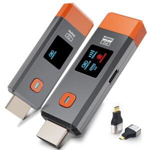 Qisoable 무선 HDMI 송신기 수신기 328ft / 100m Extender 4K 디코딩 입력 1080P 출력 플러그 앤 플레이 휴대용 2.4G / 5.8G PC / 프로젝터 / TV 박스에서 비디오 오디오 모니터링 LED 디스플레이 포함
