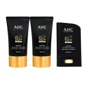 AHC 마스터즈 아쿠아 리치 선크림 대용량 60ml 2개+선스틱 22g