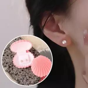 [룽스66]은침 납작진주 실버귀걸이 기본 조개 4mm-5mm