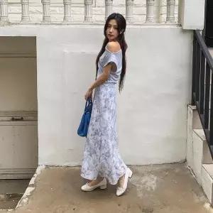 여자 데일리 페미닌 플라워 패턴 체형커버 롱 스커트_25708893_588872
