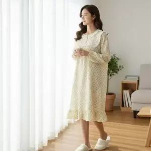 [하프클럽/]여자 스타일 실내복 순면 거즈 원피스