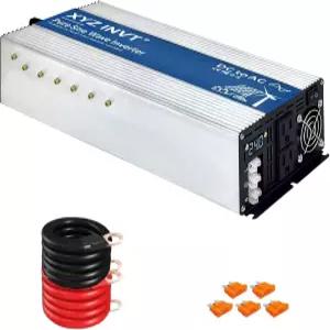 XYZ INVT 2500W 순수 사인파 인버터 DC 12V AC 110V 120V 전원 듀얼 콘센트 및 하드와이어 단자 LED