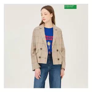 베네통 린넨 블렌드 체크 자켓 BAJK91531 513496
