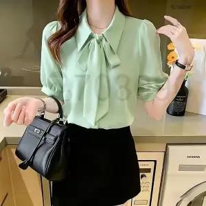 708090 여름 면접복장 블라우스 구김없는 데일리 반팔 셔츠 여성용