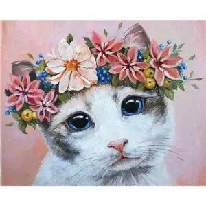 화관 위아 쓴 냥이 (캔버스) 보석십자수 40 메탈투어