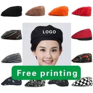 맞춤형 로고 이름 인쇄 주방 요리사 모자 남성 여성 레스토랑 케이터링 밀크 티 냄비 웨이터 빨간