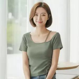 언발 끈나시 셔링 브라캡 반팔티